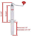 RAM ROUND A-FRAME TRAILER JACK, TOPWIND, 3K LIFT 5K SUPPORT, 14-7/8" TRAVEL, ZINC COATED