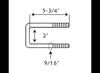 U-BOLT WITH NUTS, SQUARE 2" WIDE, 9/16" DIAMETER, 5-3/4" LONG