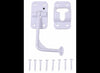 T-STYLE HOOK AND KEEPER DOOR HOLDER 90 DEGREE, WHITE, PLASTIC, 3-1/2" HOLD BACK