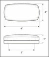4"X2" RECTANGLE LED CLEARANCE OR SIDE MARKER, 3 DIODE, WHITE BASE, RED LENS