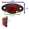 DRAGON'S EYE LED CLEARANCE OR MARKER LIGHT, RED, OVAL, 2 DIODE, 2 WIRE, 2-5/8"L X 1-1/4" W