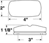 BULLSEYE RED LENS CLEARANCE OR SIDE MARKER LIGHT, RECTANGLE 4" X 2" , INCANDESCENT, 2 BULB