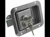 JUNIOR LOCKING STAINLESS STEEL FLUSH DOOR LATCH, LOCKING 2-3/4"X3-3/4" HOLE SIZE, W/ KEYS