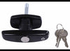 T HANDLE, T-HANDLE TRAILER ENTERANCE LOCK DOOR - BLACK - WITH KEYS, GARAGE DOOR STYLE, 3.5" HANDLE