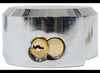 TRIMAX PUCK LOCK FOR TRAILER DOOR HASPS, 3/8" SHACKLE, CHROME STEEL, 3 PACK, KEYED ALIKE