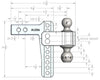 BULLETPROOF HITCHES 2-BALL MOUNT FOR 2" HITCH, 2" & 2-5/16" BALL, 6" DROP, 6" RISE, ALUMINUM, - 14K