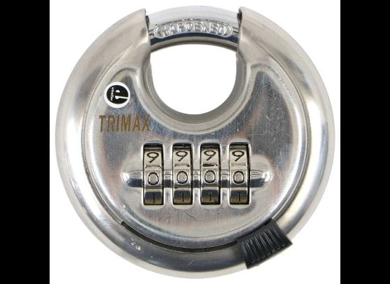 TRIMAX COMBINATION PADLOCK 3/8" SHIELDED SHACKLE, STAINLESS STEEL