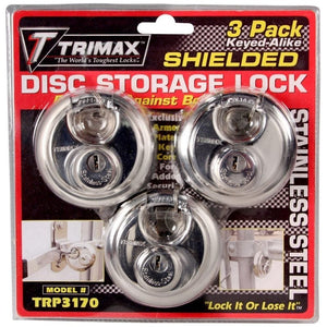 TRIMAX COMBINATION PADLOCK 3/8" SHIELDED SHACKLE - 3 PACK