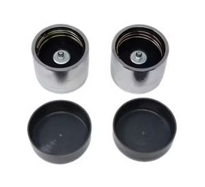 TPP BEARING BUDDY, WHEEL BEARING PROTECTOR 2.44" HUB BORE, 2"OD, CHROME WITH COVERS - PAIR