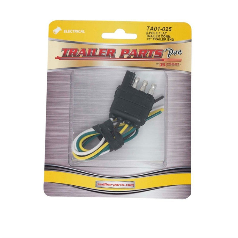 4-Pole Flat Connector, Trailer End, 12" Wires