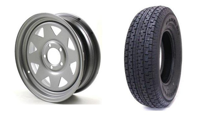 205/75 R14 SPARE TIRE & WHEEL - SILVER SPOKE - 5 LUG X 4.5