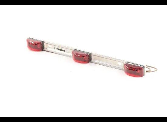 OPTRONICS LED LIGHT BAR FOR TRAILERS, 3 LIGHTS, 9 DIODES, RED, SILVER BASE