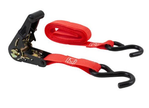 1" RATCHET STRAP WITH S HOOK - RED - 10' LENGTH