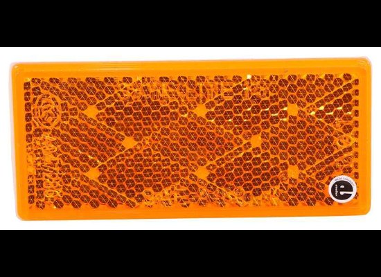 TRAILER REFLECTOR, ADHESIVE BACKING, RECTANGLE, AMBER, 3-1/8" X 1-3/8"