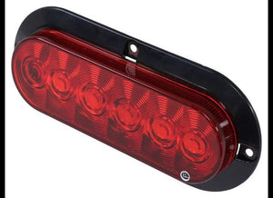 OPTRONICS LED TAIL LIGHT, STOP, TURN, 6 DIODE, RED LENS, 7-9/16"X3-5/16" OVAL