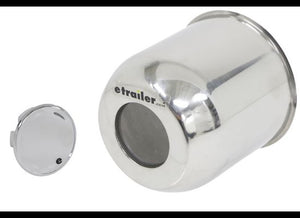 Lionshead Trailer Wheel Center Cap w/ Snap-In Plug - 4.25" Pilot - Stainless Steel