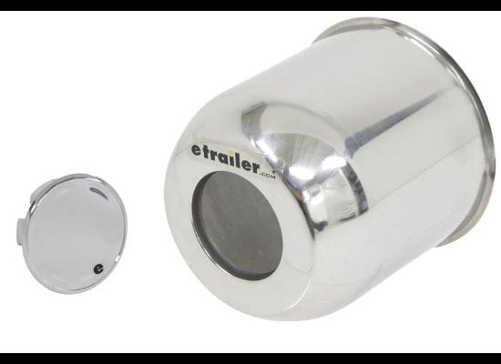 Lionshead Trailer Wheel Center Cap w/ Snap-In Plug - 4.25" Pilot - Stainless Steel