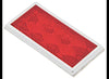 PETERSON RED RECTANGULAR TRAILER REFLECTOR W/ CHROME BEZEL, STICK ON ADHESIVE