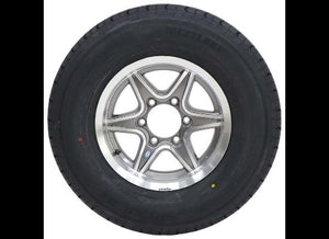 LEGEND 225/75R15 SPARE TIRE ON GUNMETAL ALUMINUM WHEEL, 6 LUG 6X5.5 , LRE