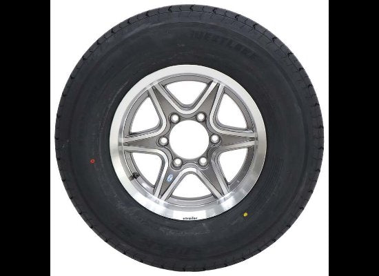 LEGEND 225/75R15 SPARE TIRE ON GUNMETAL ALUMINUM WHEEL, 6 LUG 6X5.5 , LRE