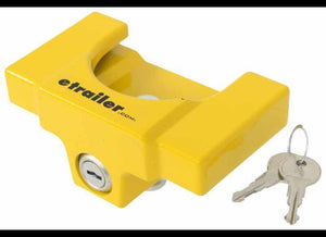 ETRAILER TRAILER COUPLER LOCK FOR FAT LIP 2-5/16" BALL COUPLER - ALUMINUM - YELLOW
