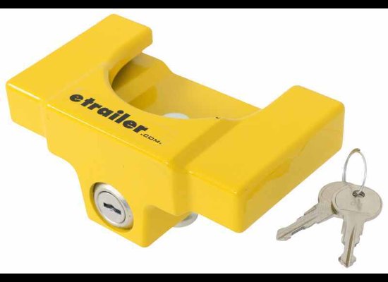 ETRAILER TRAILER COUPLER LOCK FOR FAT LIP 2-5/16" BALL COUPLER - ALUMINUM - YELLOW