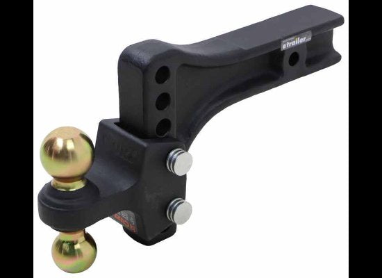 CURT ADJUSTABLE 2 BALL MOUNT 2" AND 2-5/16" BALL, 2-1/2" HITCH, 5-1/2" DROP, 4-1/2" RISE, 20K