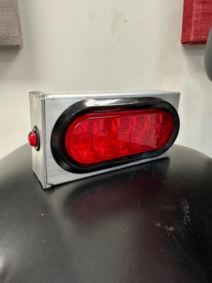 ALUMA WELD ON ALUMINUM TAIL LIGHT HOUSING BOX COMPLETE WITH 8" OVAL LIGHT AND BULLET MARKER LIGHT