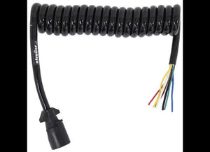 BARGMAN 7-WAY RV STYLE CONNECTOR 6' LONG - COILED CABLE - TRAILER END