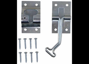 45 DEGREE T-STYLE HOOK AND KEEPER, ANGLE DOOR HOLDER, ZINC T-STYLE, 2"