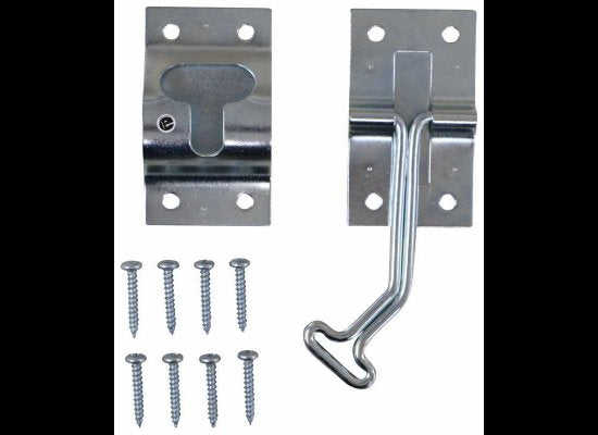 45 DEGREE T-STYLE HOOK AND KEEPER, ANGLE DOOR HOLDER, ZINC T-STYLE, 2"
