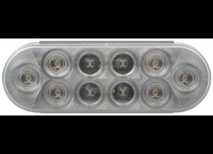 10 DIODE CLEAR OVAL TRAILER LED WHITE LIGHT, REVERSE, SUBERSIBLE, 6-1/2"X2-1/8"