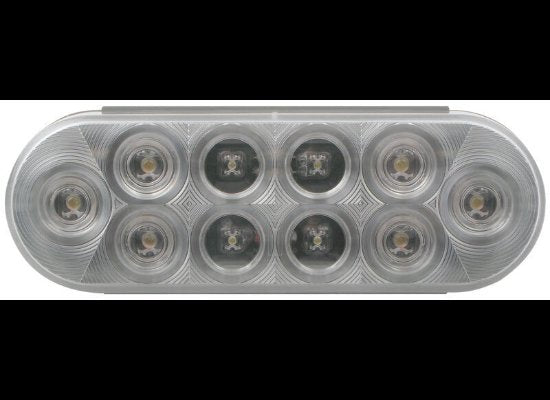 10 DIODE CLEAR OVAL TRAILER LED WHITE LIGHT, REVERSE, SUBERSIBLE, 6-1/2"X2-1/8"