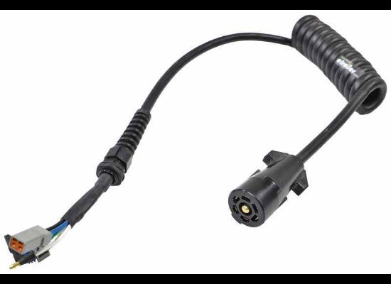 7-Pole Blade to 5-Pin Delphi Connector Wired Trailer Adapter with 2-Pin Backup Camera Plug - Coiled