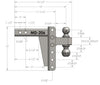 BULLETPROOF HITCHES 2-BALL MOUNT FOR 2" HITCH, 6" DROP, 6" RISE - 14K