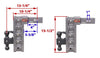 GEN-Y ADJUSTABLE 2-BALL MOUNT W/ STACKED RECEIVERS, 2-1/2" HITCH, 12" DROP OR RISE, 21K