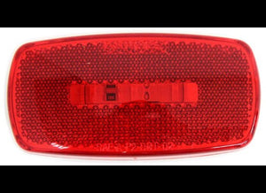 4"X2" RECTANGLE LED CLEARANCE OR SIDE MARKER, 3 DIODE, WHITE BASE, RED LENS