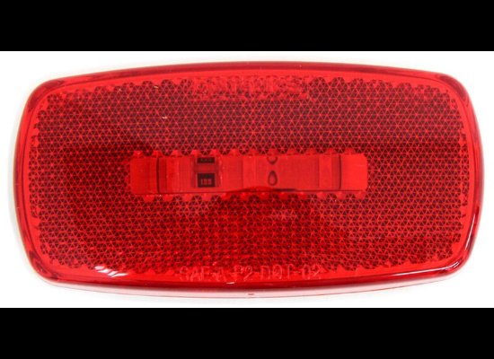 4"X2" RECTANGLE LED CLEARANCE OR SIDE MARKER, 3 DIODE, WHITE BASE, RED LENS