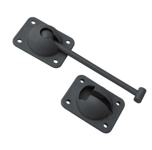 6" T-STYLE DOOR HOLD BACK, KEEPER, HOLDBACK - GRAY PLASTIC, T HANDLE