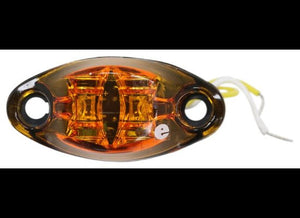 DRAGON'S EYE LED CLEARANCE OR MARKER LIGHT, AMBER, OVAL, 2 DIODE, 2 WIRE, 2-5/8"L X 1-1/4" W