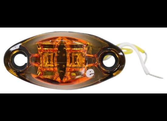 DRAGON'S EYE LED CLEARANCE OR MARKER LIGHT, AMBER, OVAL, 2 DIODE, 2 WIRE, 2-5/8"L X 1-1/4" W