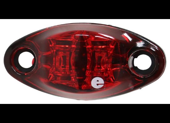 DRAGON'S EYE LED CLEARANCE OR MARKER LIGHT, RED, OVAL, 2 DIODE, 2 WIRE, 2-5/8"L X 1-1/4" W
