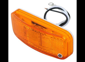 LED TRAILER CLEARANCE OR SIDE MARKER LIGHT W/REFLEX REFLECTOR - 6 DIODE , AMBER LENS , WHITE BASE