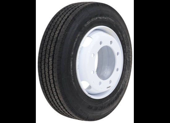 PROVIDER 215/75R17.5 RADIAL TIRE, W/ 12-1/2" WHITE DUAL WHEEL, 8X275MM - LRH 16 PLY