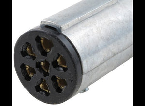 7-WAY HD ROUND TRAILER SIDE, 7 WAY 7-POLE PIN CONNECTOR, DIE CAST ZINC, W/ CABLE GUARD