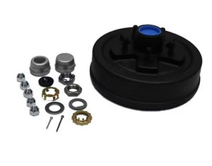 TPP - 10" BRAKE DRUM HUB LOADED - COMPLETE ASSEMBLY, 5 LUG, 5 ON 4.5, 5X4.5, 1/2", 3.5K - RETAIL BOX
