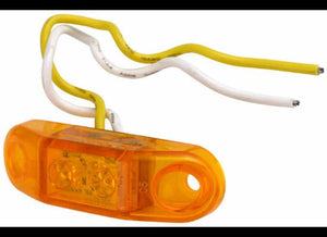 2-5/8" X 3/4" OVAL AMBER MARKER CLEARANCE LIGHT, 2 WIRE, 2 DIODE LED