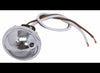 LED TRAILER LICENSE PLATE LIGHT, ROUND, SNAP IN - 4 DIODE, CHROME PLATED, CLEAR LENS