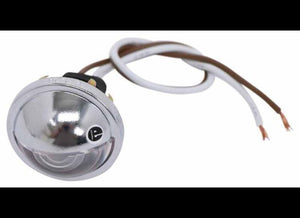 LED TRAILER LICENSE PLATE LIGHT, ROUND, SNAP IN - 4 DIODE, CHROME PLATED, CLEAR LENS
