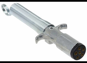 6-WAY ROUND TRAILER SIDE, 6 WAY 6-POLE PIN CONNECTOR, DIE CAST ZINC W/SPRING PROTECTOR